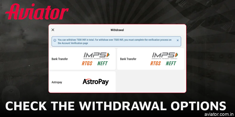 Check the Aviator withdrawal options