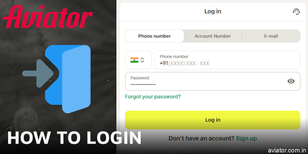 Instructions on how to sign up before playing Aviator in India