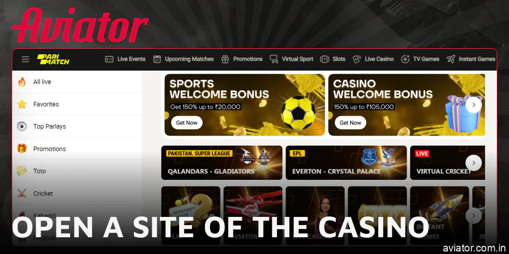 Open a site of the casino to start playing Aviator demo