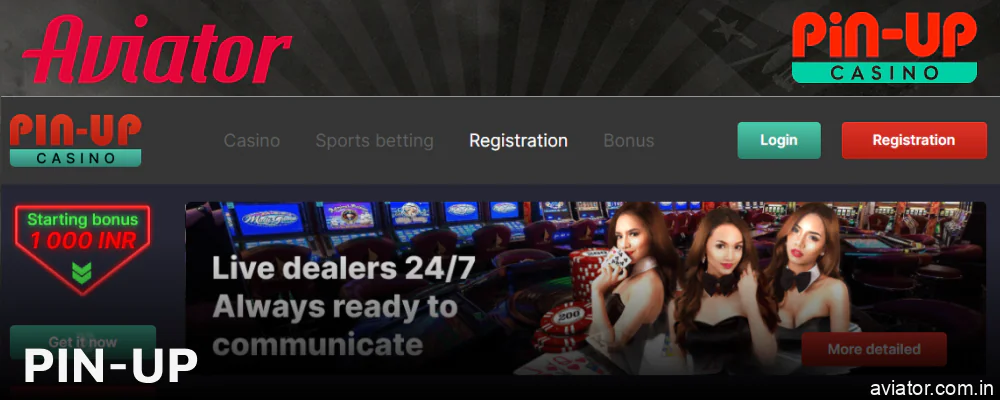 Aviator registration in Pin-Up online casino in India