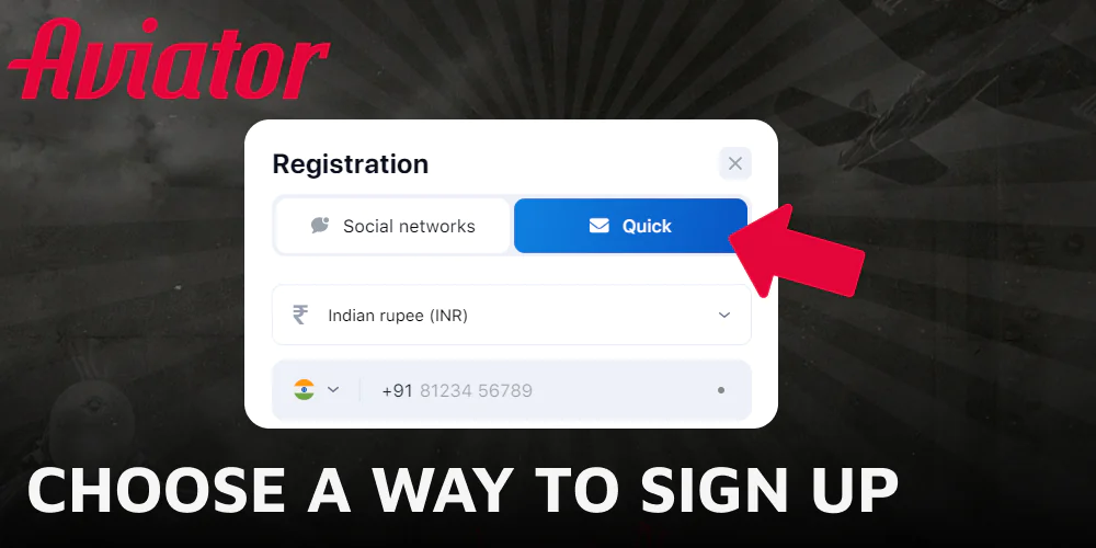 Choose a way to sign up to start playing Aviator