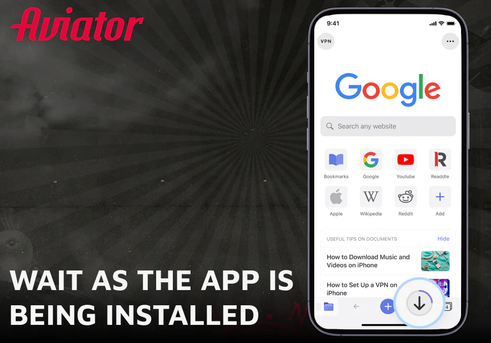 Wait as the Aviator app is being installed