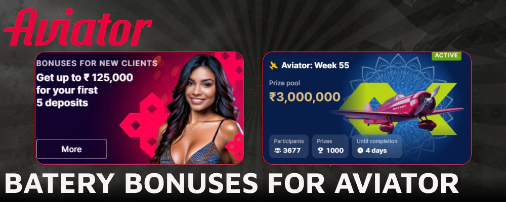 Bonuses for Aviator players available on Batery India